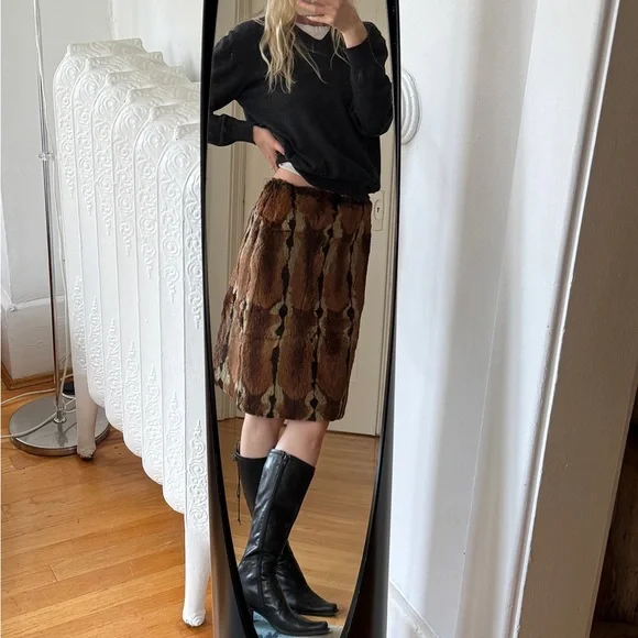 Brown Faux Fur Skirt - Picture 2 of 4